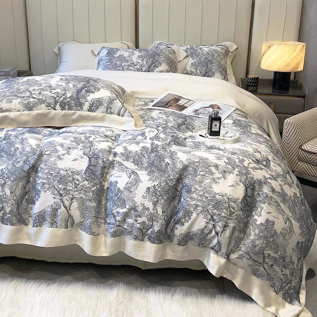 高级感素描丝滑80支兰精双面天丝四件套冰丝被套凉感裸睡床上用品