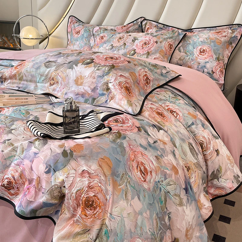 秋冬高端A类加厚纯棉磨毛四件套美式全棉被套床笠床单款双人4件套