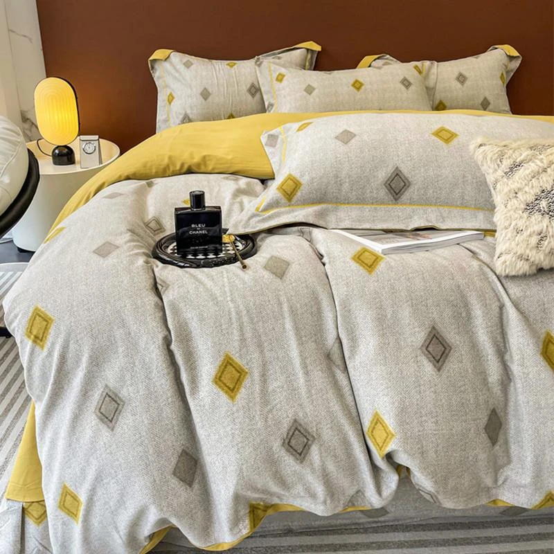 80支磨毛四件套全棉纯棉2023新款加厚床单被套床上高端家纺床笠款