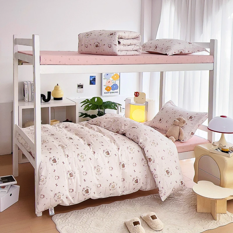 学生宿舍专用纯棉三件套全棉被套单人床单被子褥子床上用品六件套