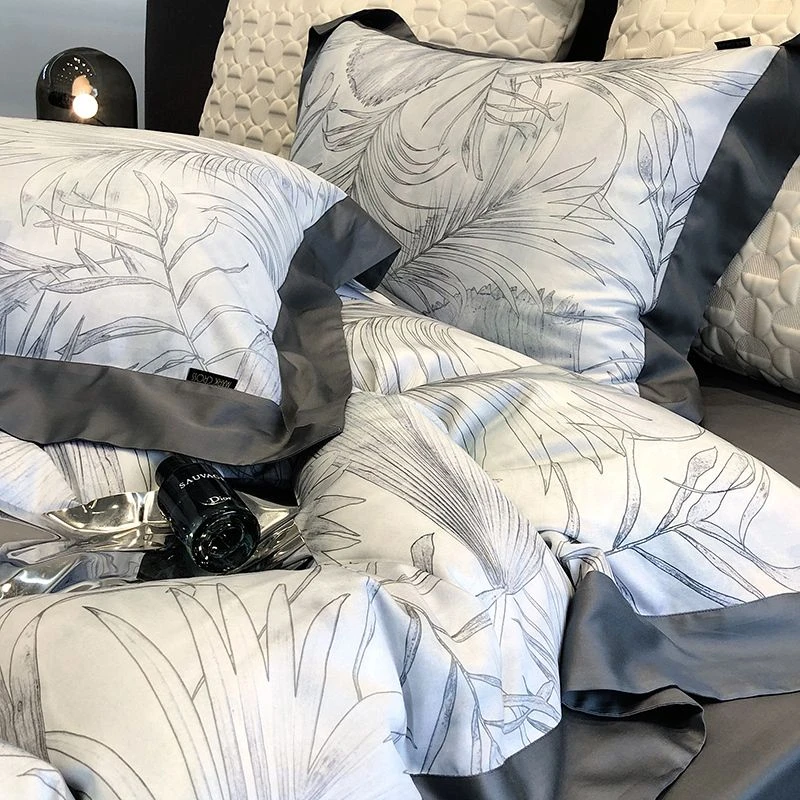 春夏季80支天丝四件套冰丝凉感数码印花裸睡床单被套被罩床上用品