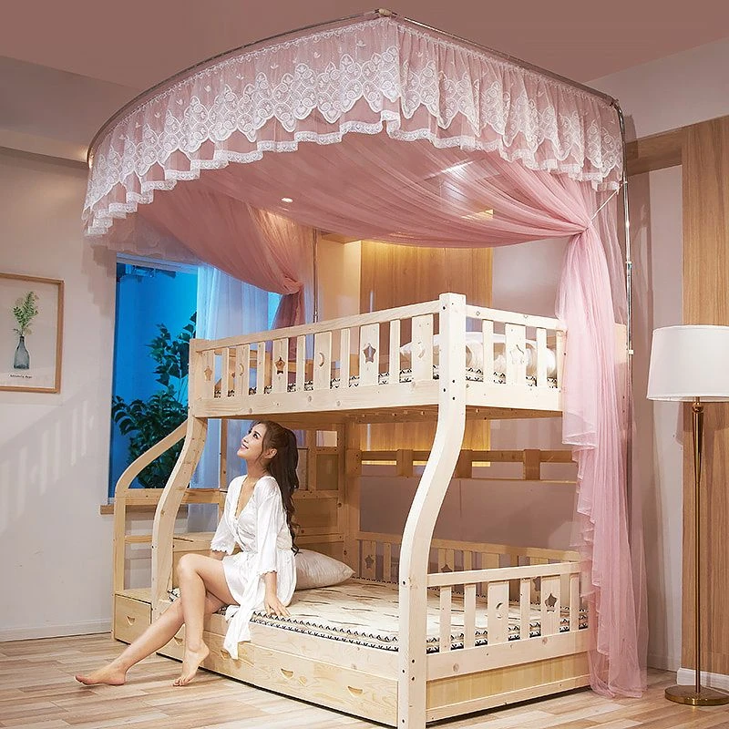2023年新款子母床蚊帐u型上下铺家用儿童床双层床加密加厚高低床