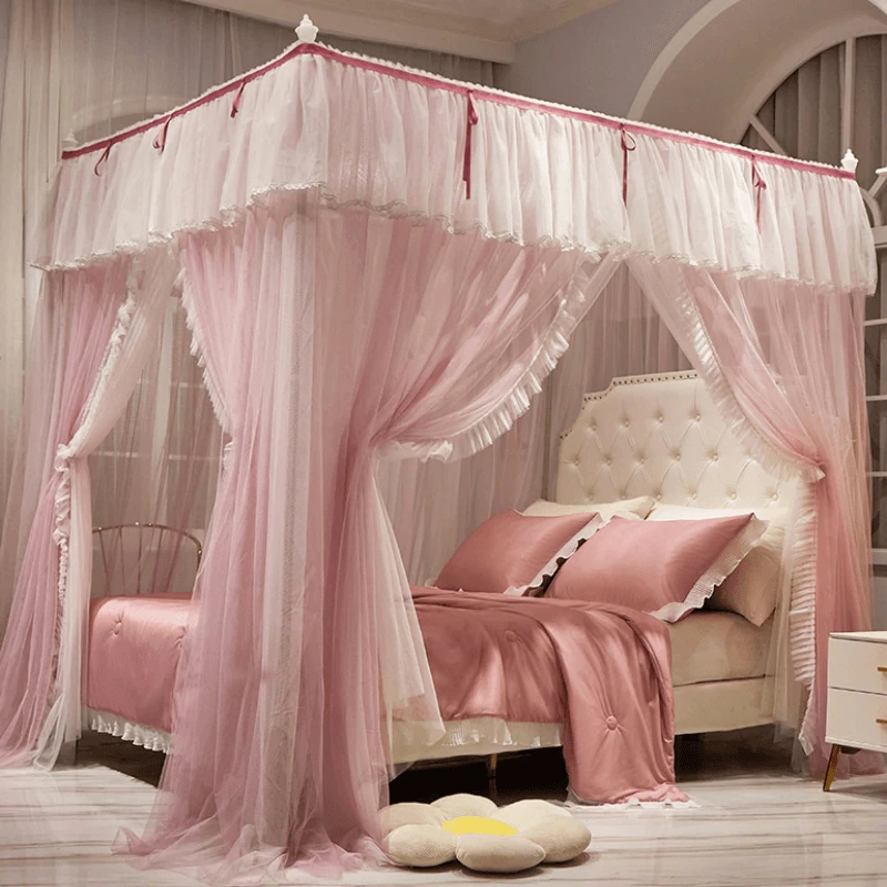 蚊帐家用2023新款双层加密公主风花边米落地支架卧室双人大床高档