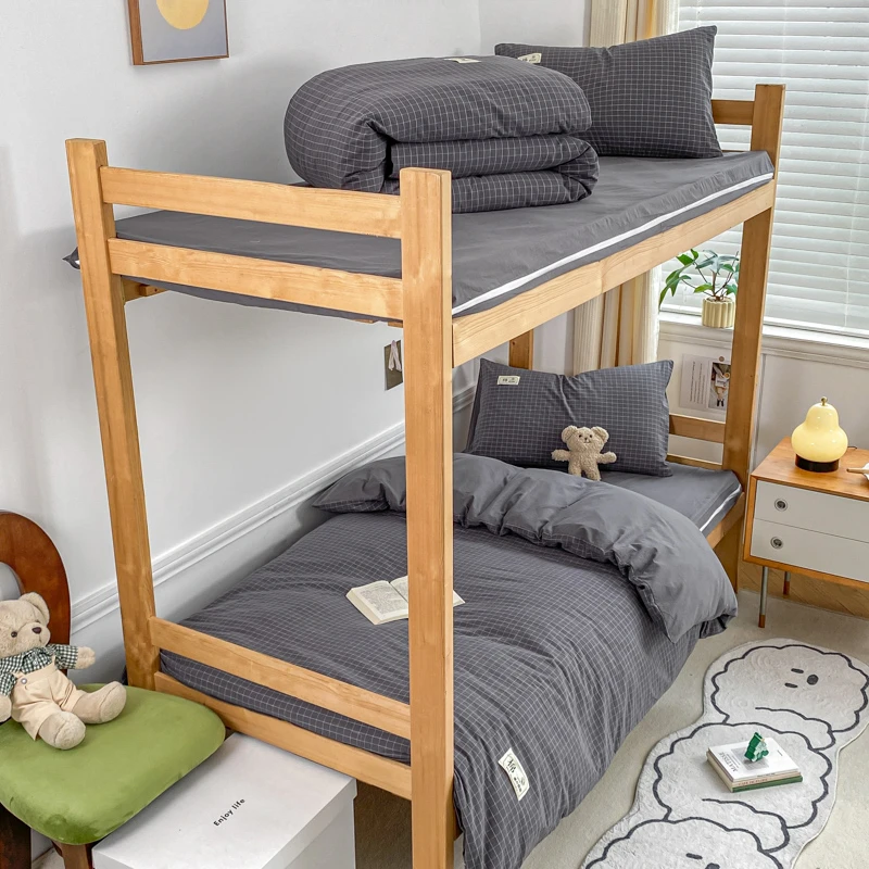 新款纯棉水洗棉床垫套大学生全棉三件套被套床单床笠单双人四件套