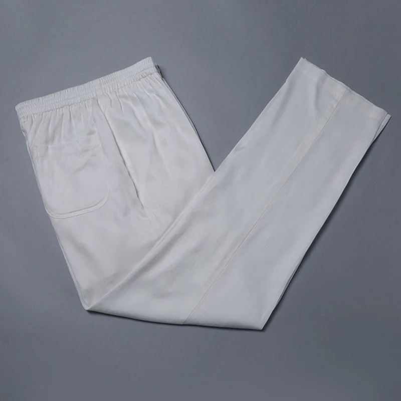 百福龙中式松紧腰高腰宽松版休闲裤天丝面料薄软轻垂多色系大码