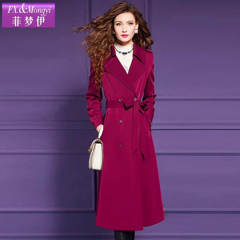 菲梦伊西装风衣外套女中长款冬季英伦风休闲收腰气质大衣60649