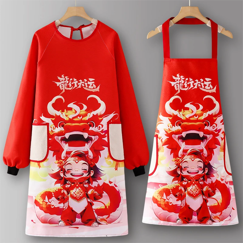 2025成人防水围裙厨房家用防污防油做饭罩衣女新防水防油加长围裙