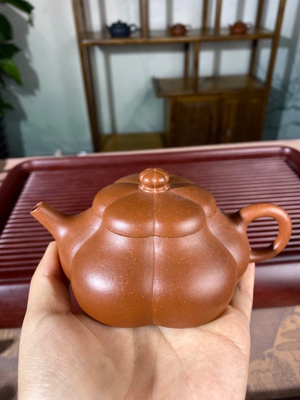 筋纹静乐壶原矿红泥舒义全手工制作