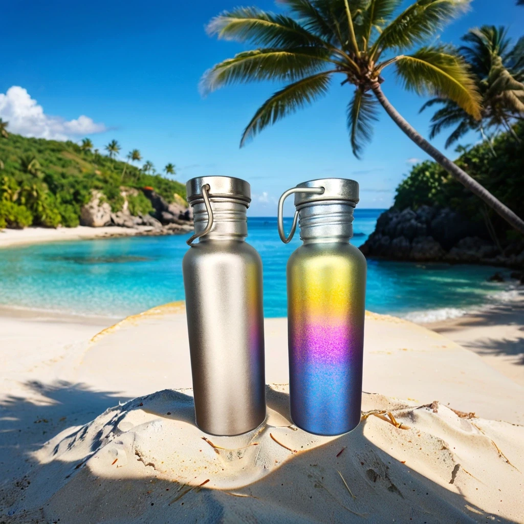 纯钛运动水壶冰花炫彩户外大容量旅行登山野营创意便携式健身情侣