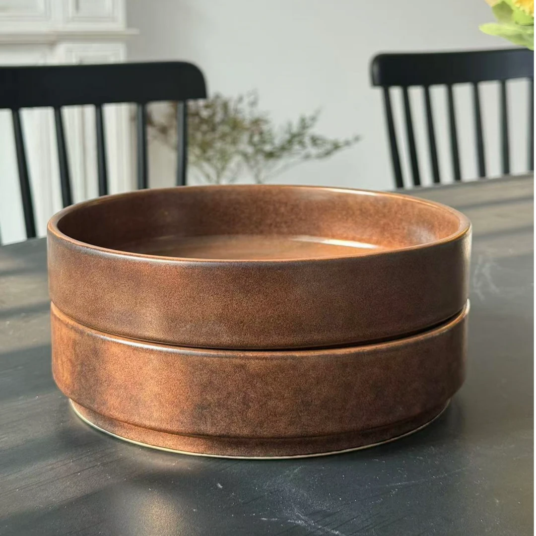 【瑕疵】陶瓷碗8英寸窑变高颜值家用深盘菜盘-X2B瓷盘