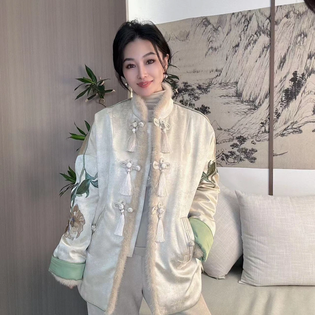 【语辰原创】YC 6322 中式新国风复古刺绣提花设计师款鹅绒服