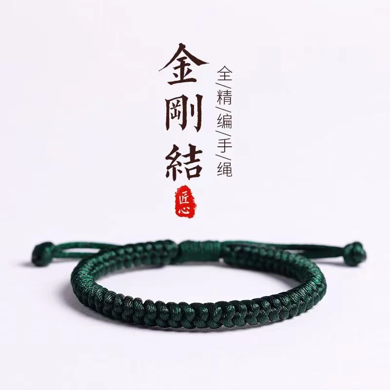 非金属布艺手链 2025蛇年本命年绿绳手链手工编织绿色灵蛇手绳男