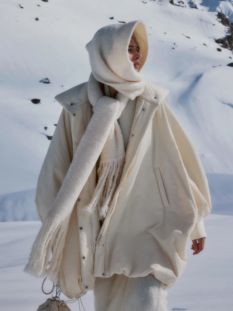 emmi新款棉服外套女慵懒范宽松中长款棉衣