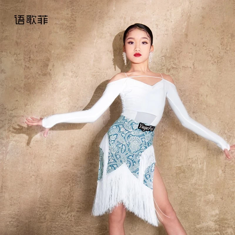 语歌菲拉丁舞服练功服女童秋款国标舞新款春秋专业长袖训练服套装