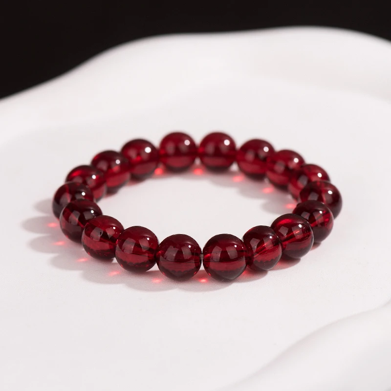 金美澳 非金属玻璃手链 珠子手串女款串珠红色高级感女士高端手链