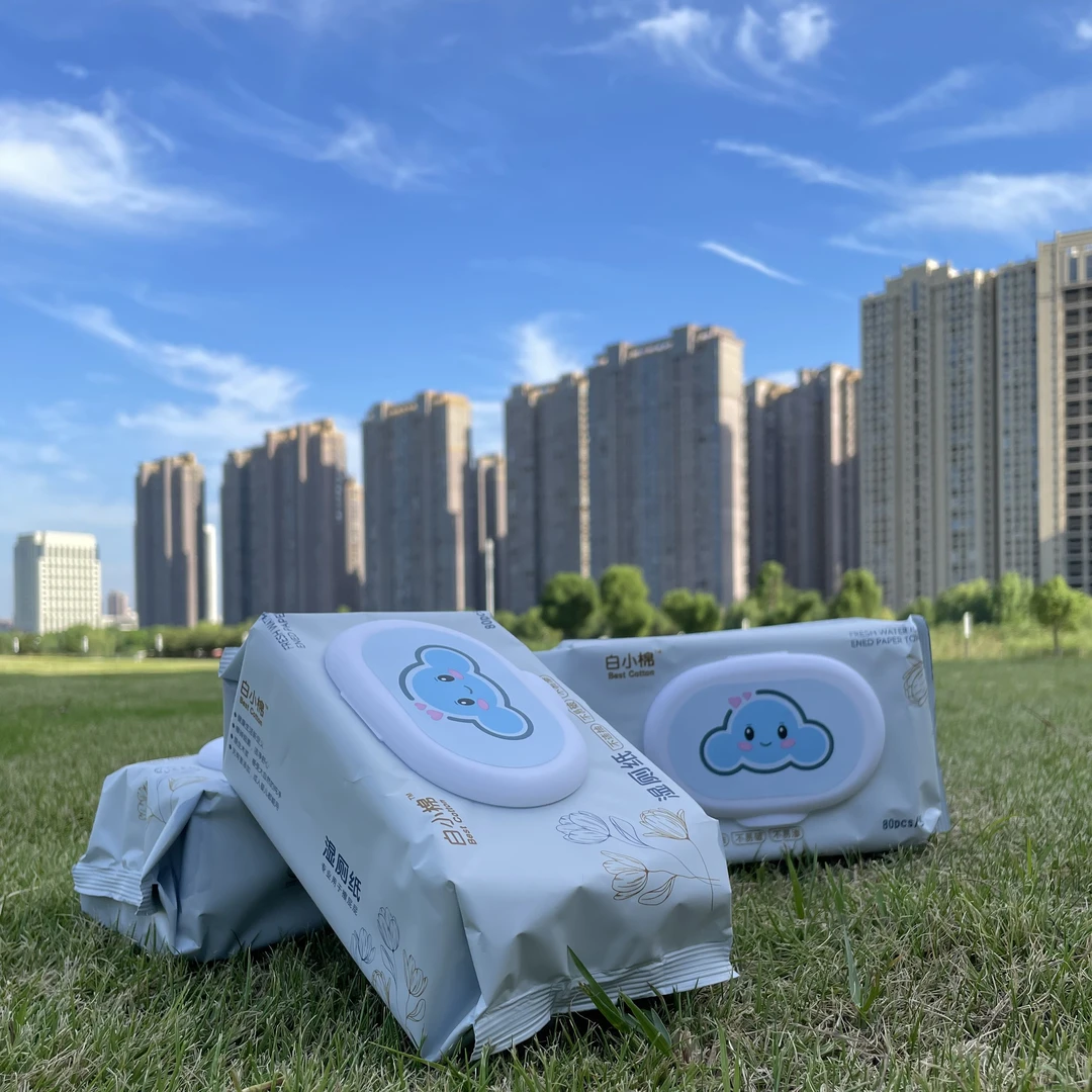 白小棉湿厕纸家庭装大包80抽可冲散不连抽卫生洁厕纸湿厕巾母婴用