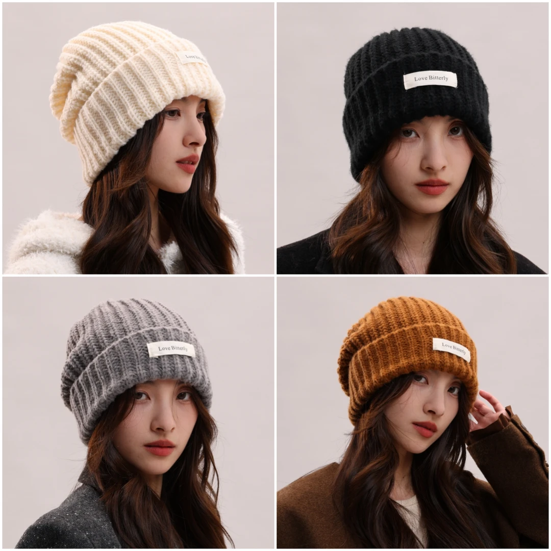 针织帽子女秋冬季保暖冷帽大头围毛线帽显脸小