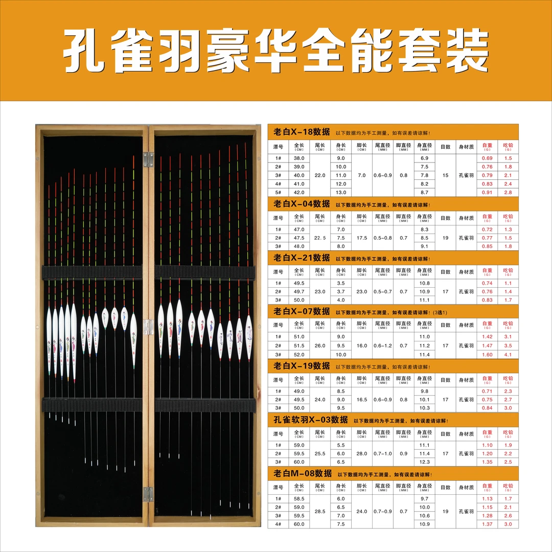 高灵敏孔雀羽浮漂鱼漂豪华套装鲫鱼鲤鱼大个台钓浮漂手工传统直径