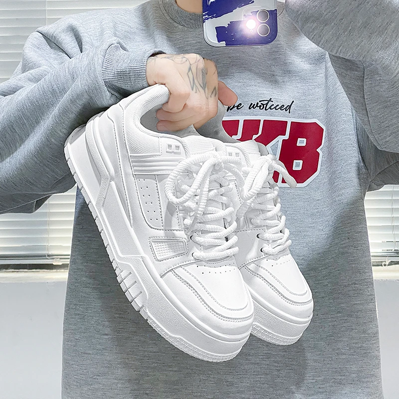 小白男鞋2025年新款夏季透气百搭休闲平板鞋男士增高厚底运动潮鞋