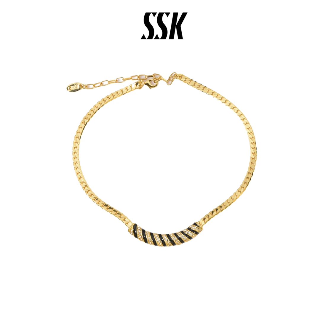 SSK 铜合金项链 欧美轻奢中古风镀K金项链