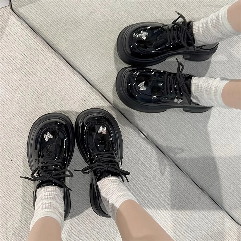 松糕底小皮鞋女2025春季新款法式玛丽珍女鞋复古英伦风增高乐福鞋