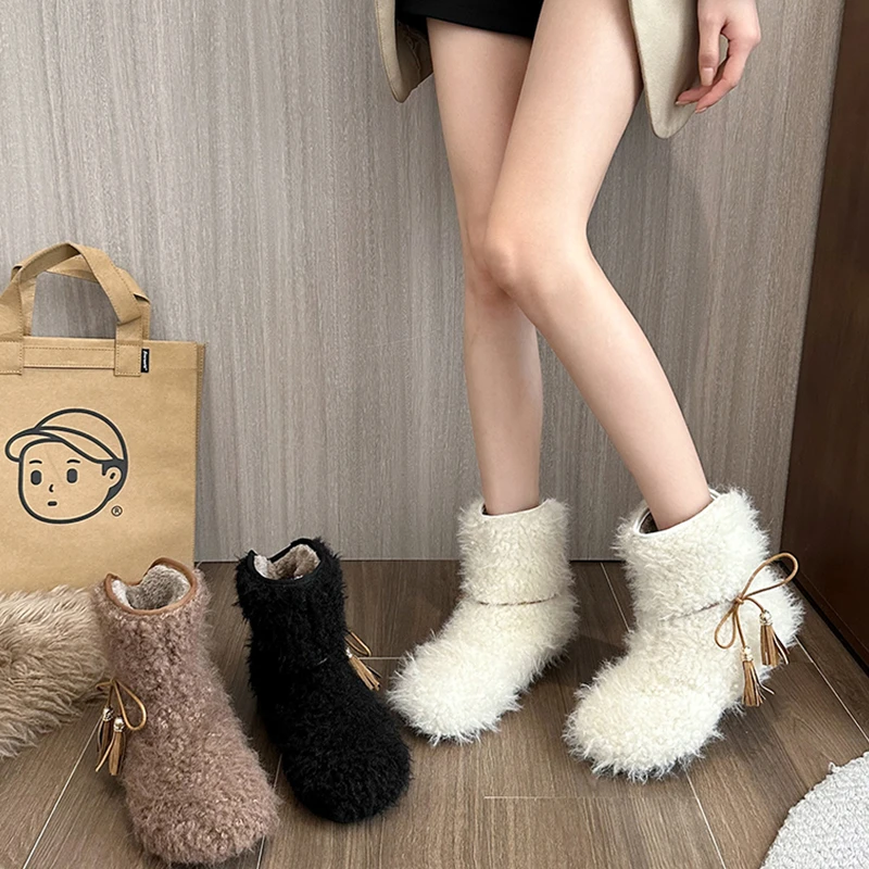 加绒加厚雪地靴女鞋2025新款秋冬季保暖毛毛鞋雪地棉鞋小众短靴子