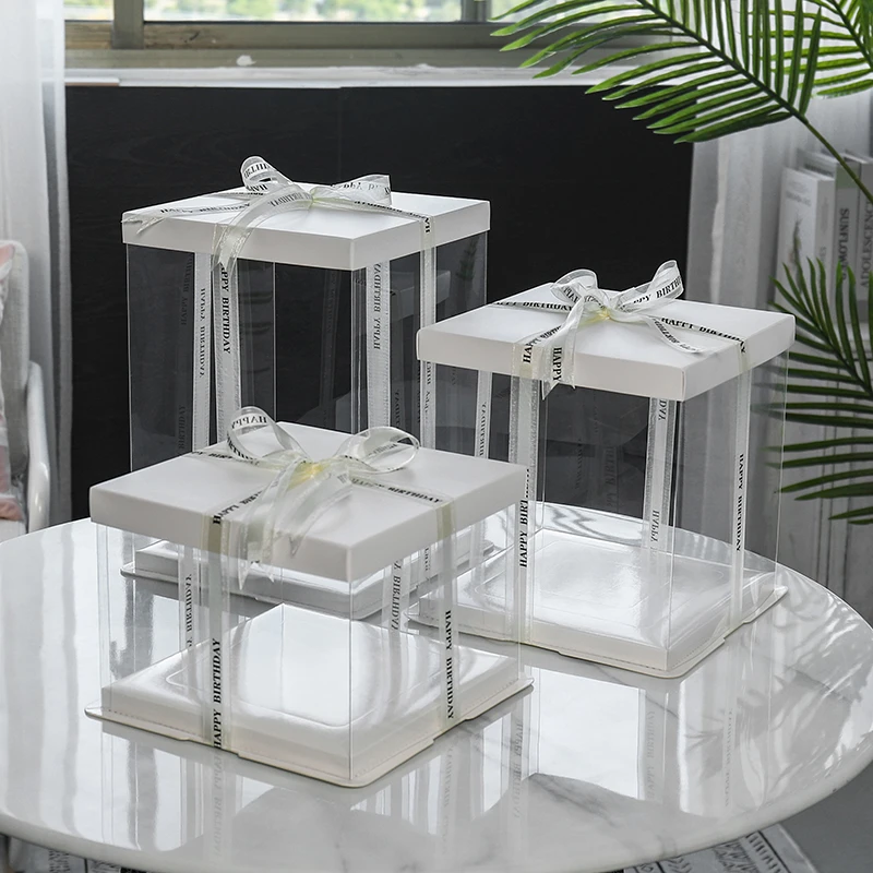 网红透明蛋糕盒4寸6寸8寸10寸12寸14寸单层双层三四层烘焙包装盒