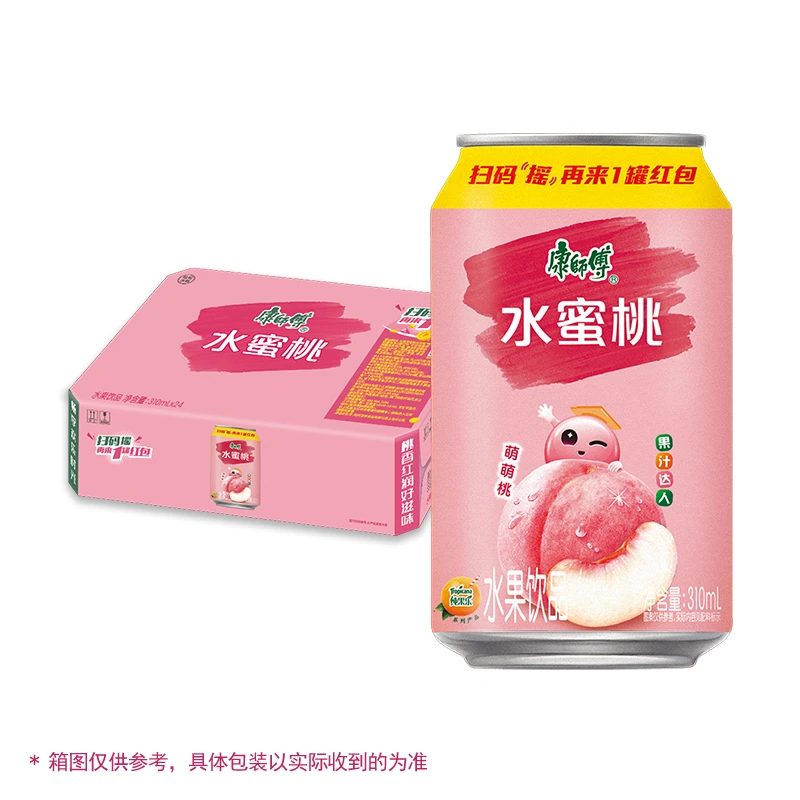 康师傅果汁饮料水蜜桃310ml*24罐易拉罐装果味饮品江浙沪皖包邮