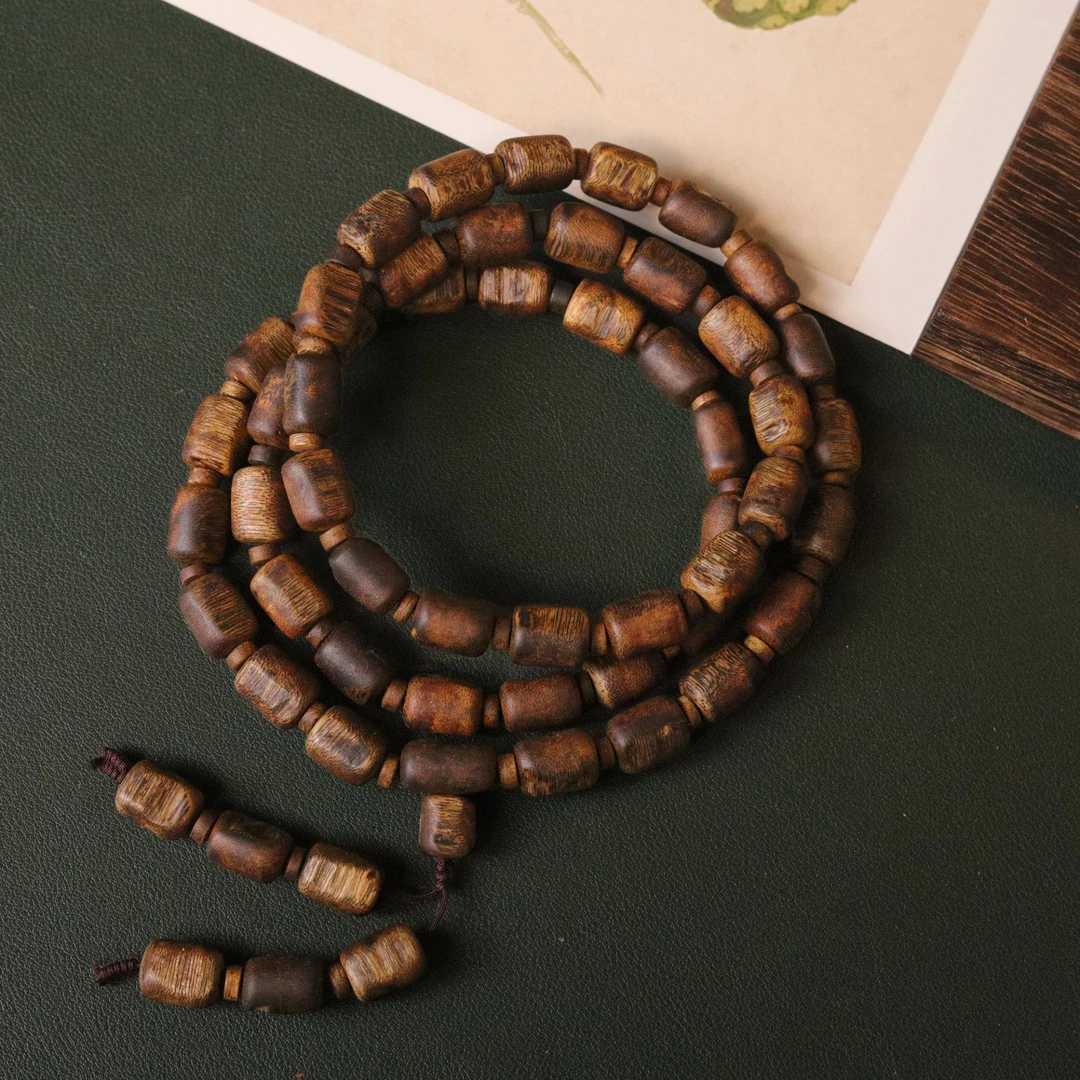 劉香香 海南白棋小留疤 1.0随形多圈 沉香手串多样性发其一（43g）