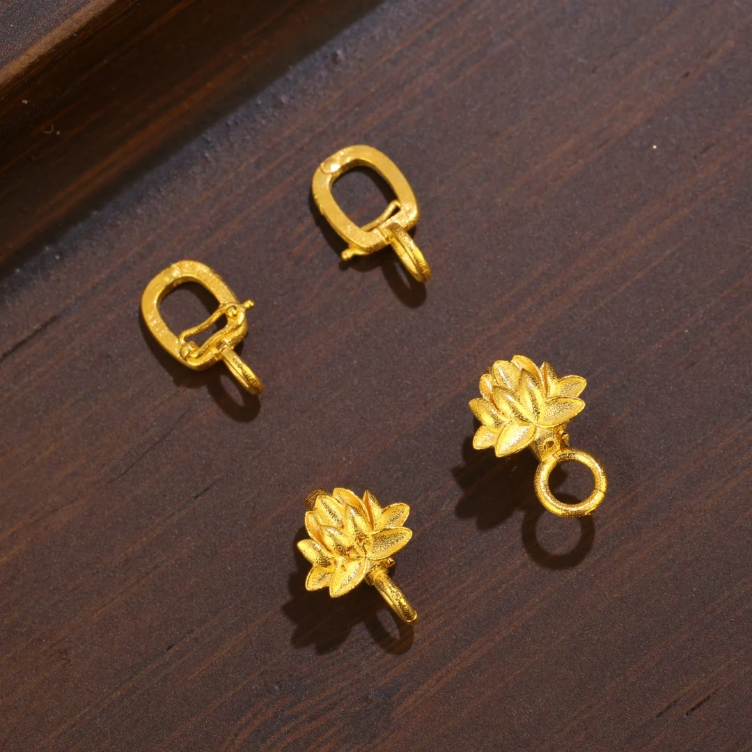 【亿金】18K金万能扣莲花扣双重保险防脱落吊坠手链项链搭扣