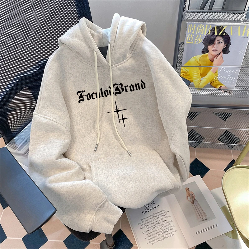 青少年高街vintage连帽卫衣男秋冬季设计感宽松加绒加厚宽松上衣