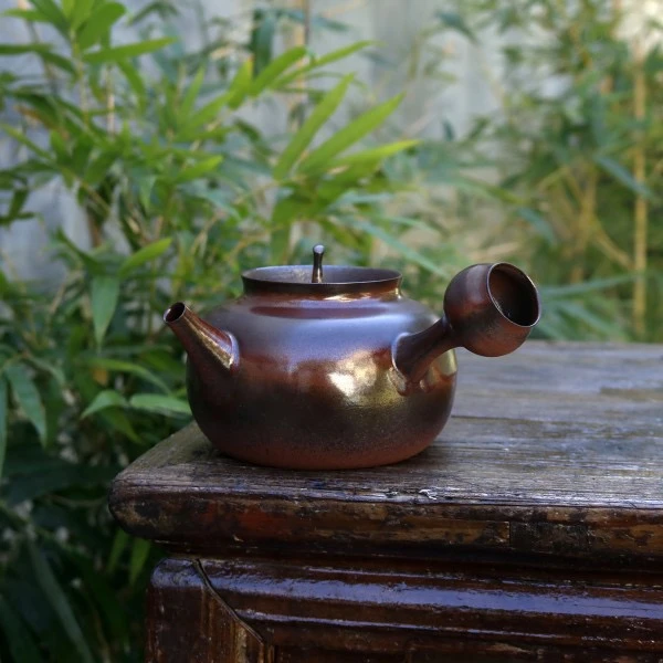 明德园功夫茶手拉朱泥砂铫侧把柴烧煮水壶红陶茶壶卡盖炭炉陶炉