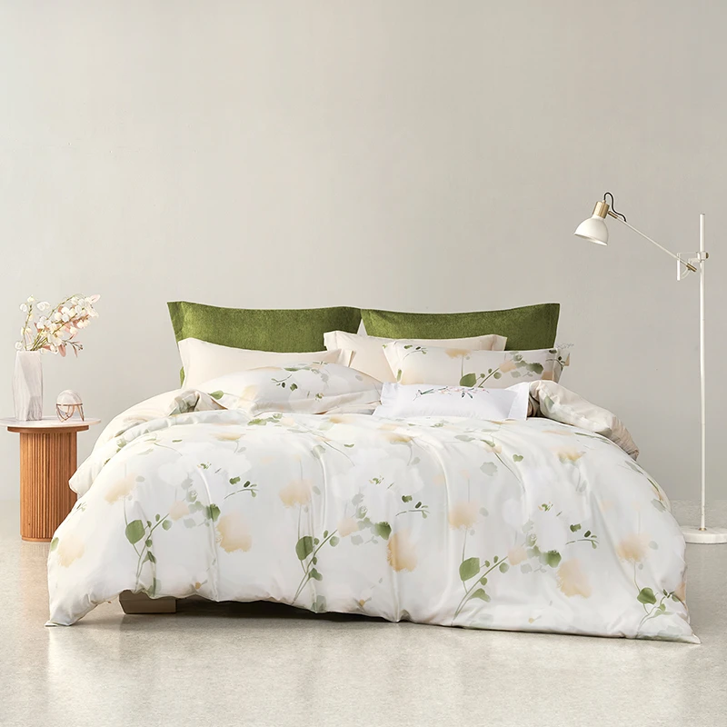 【梦洁家纺】60S纯棉贡缎印花三件套四件套轻奢小清新 觅晴