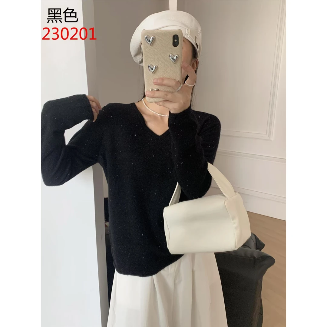 千柏翼0201时尚全毛V领无缝一线成衣羊毛衫