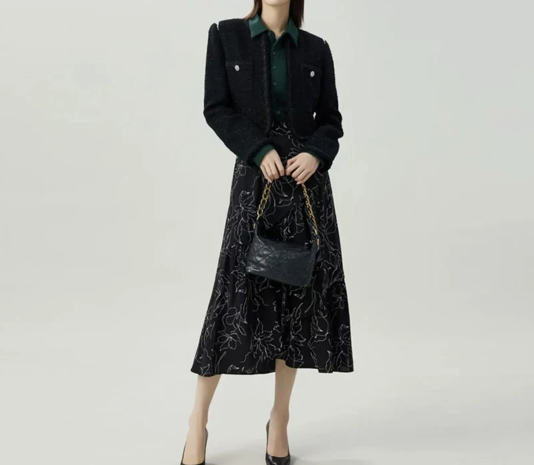 GIRDEAR/哥弟【商场同款】优雅风百搭显瘦复古半裙1200318