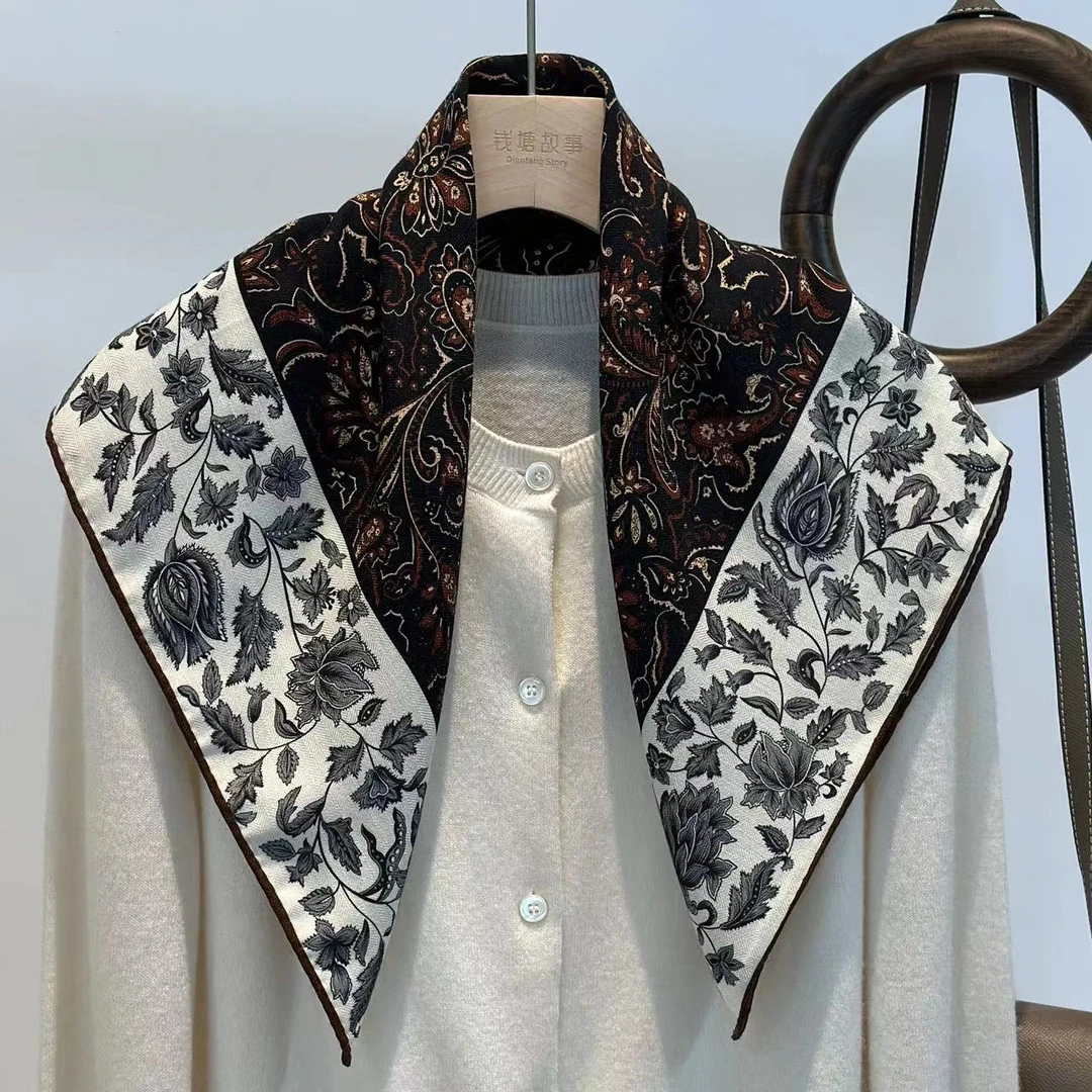 Qiantang Story/钱塘故事70丝毛-清花腰果围巾65*65cm