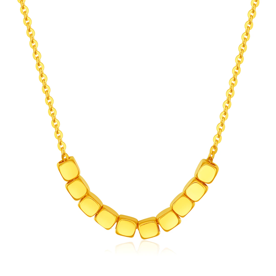 Chow Tai Seng/周大生18K小方糖套链轻奢光面时尚百搭坠链气质