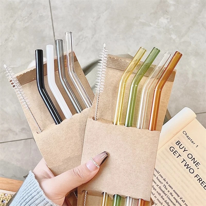 网红高颜值玻璃吸管彩色环保成人孕妇家用黑白非一次性耐高温吸管