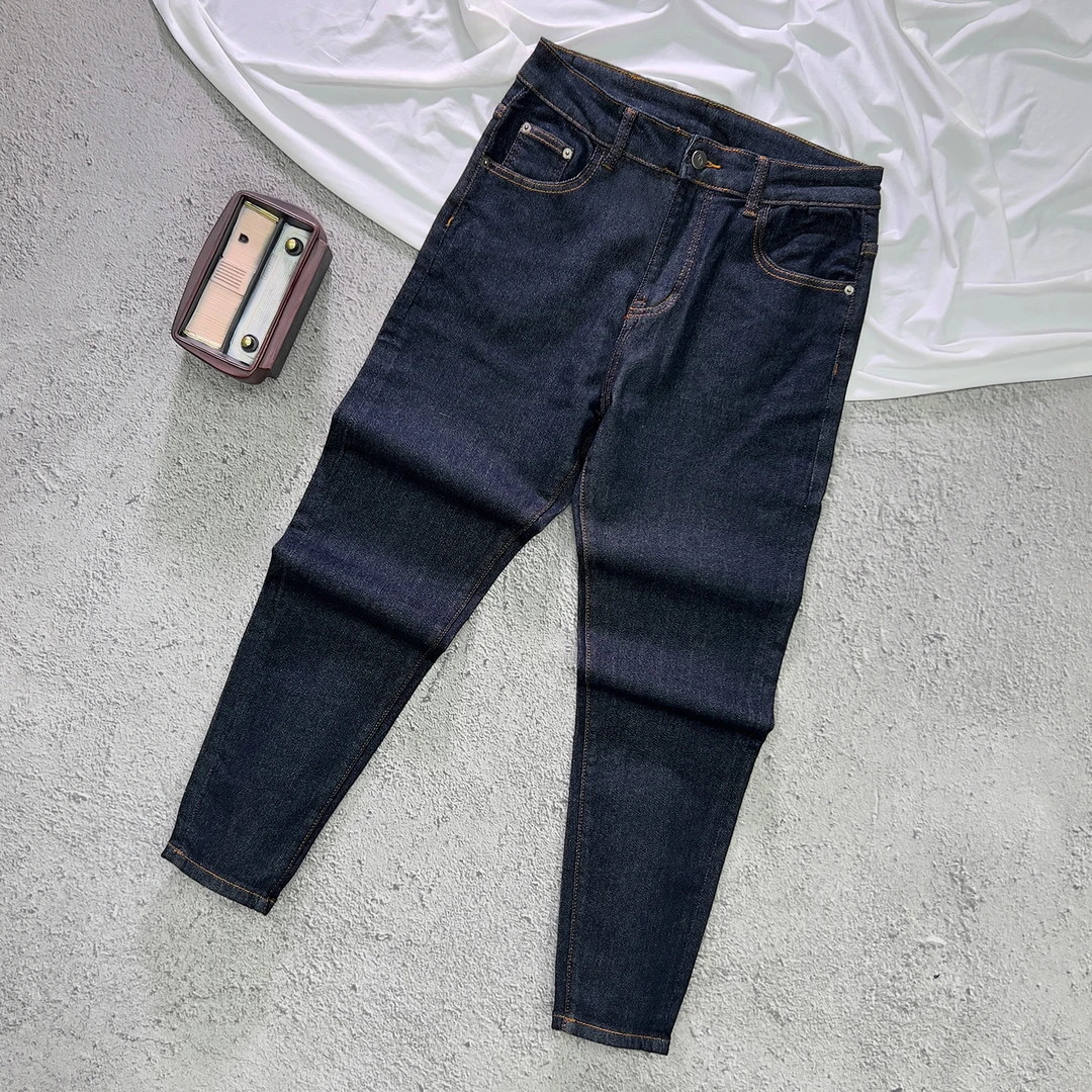 藏蓝色牛仔裤男款春秋长裤弹力休闲韩版修身小脚裤子爆款2025新款