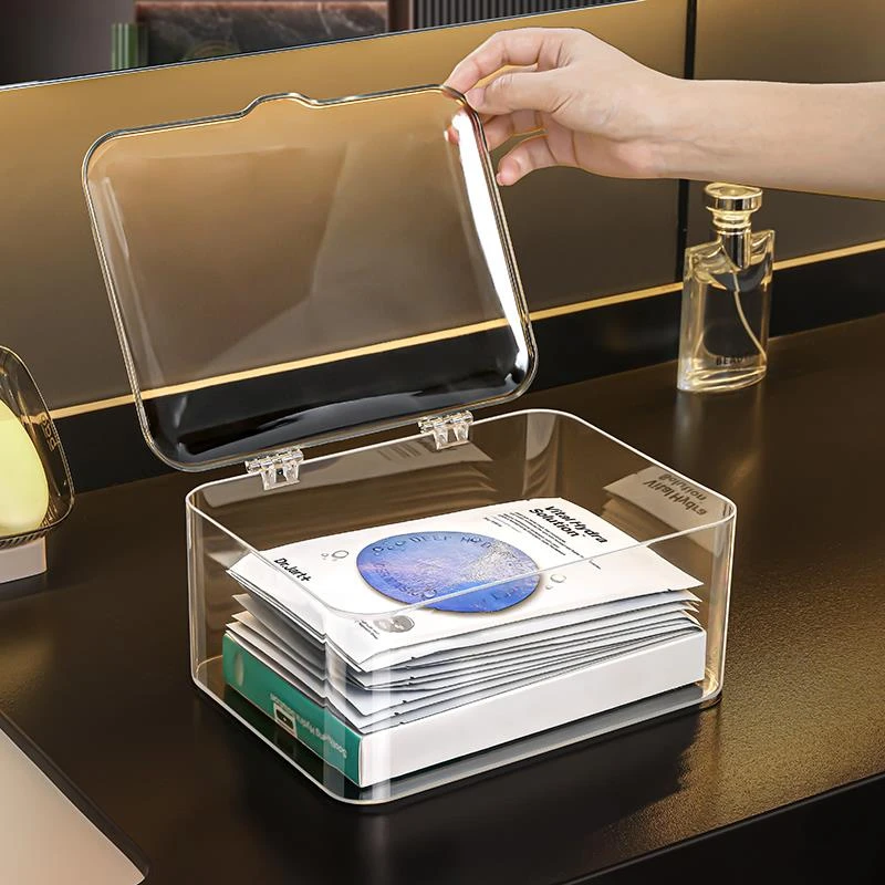 面膜收纳盒网红爆款2024方便拿取大容量透明桌面防尘化妆品置物架