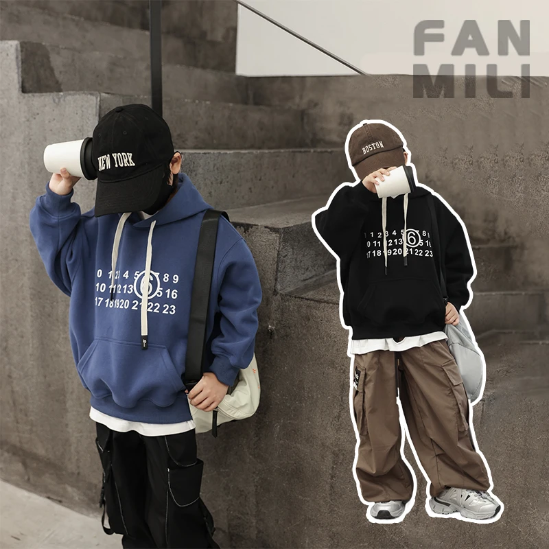 新款范米粒男童卫衣连帽春秋洋气休闲