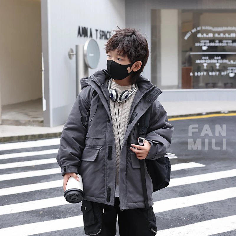 男童加厚外套秋冬新款儿童工装棉服中大童夹棉痞帅上衣冬装潮