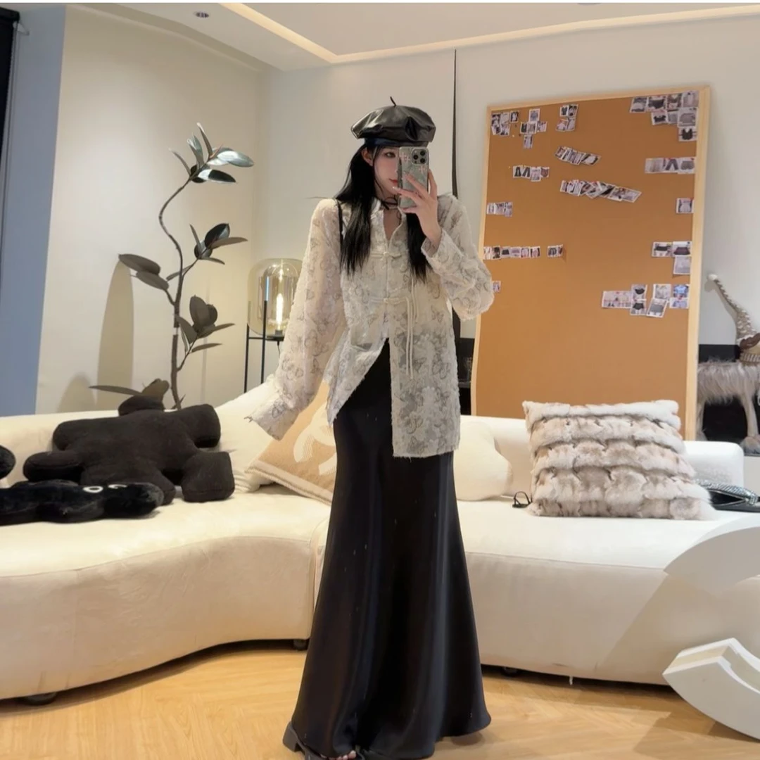 孙妍新品【琉光鱼尾裙】高级感气质缎面休闲高腰包臀鱼尾半身裙