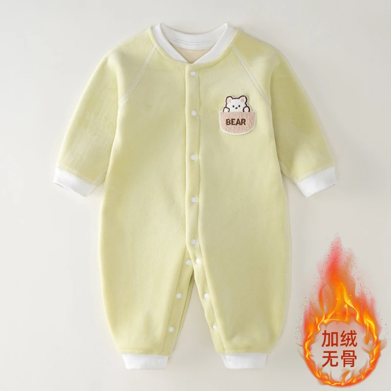 婴儿加绒连体衣冬季宝宝衣服保暖哈衣新生儿一体绒儿童外套秋冬季