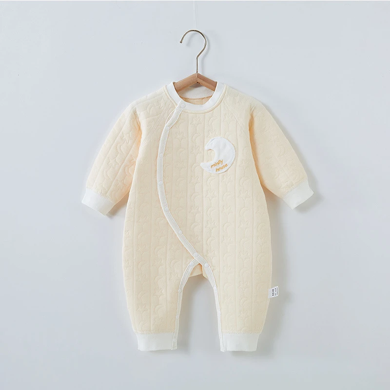 婴儿衣服连体衣夹棉保暖宝宝哈衣春秋款无骨新生儿爬爬服秋冬服