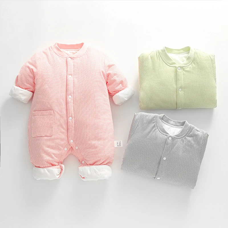59-80新生儿衣服秋冬夹棉连体衣男女宝宝加厚保暖冬装哈衣8820