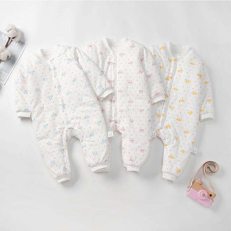 59-80婴儿连体衣秋冬装夹棉新生儿衣服冬季保暖初生哈衣月子8801