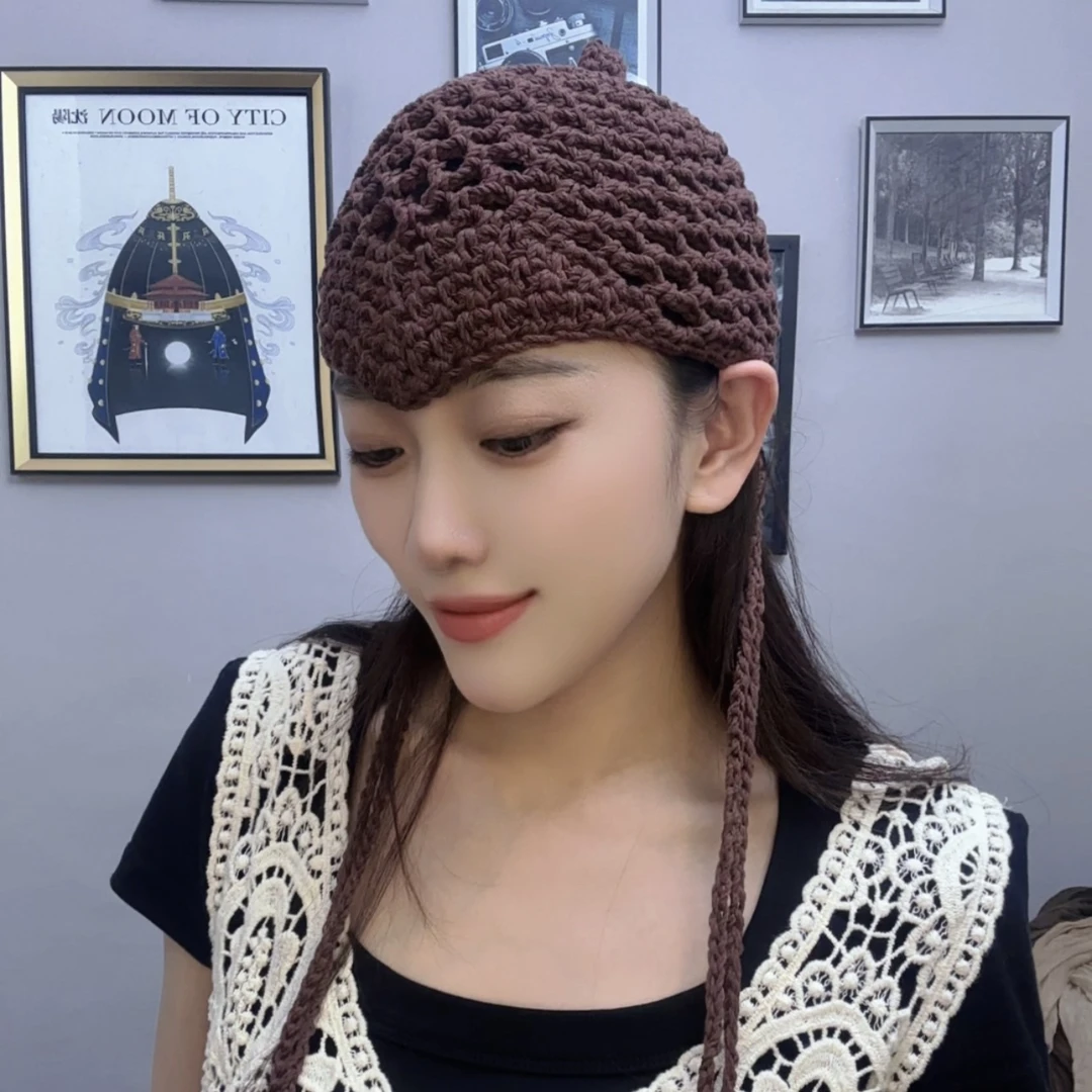 秋季新款手工编织帽美人尖流苏帽