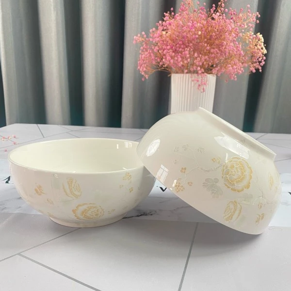 陶瓷汤碗面碗泡面碗家用简约中式大号中号小号碗多规格富贵花鸟款