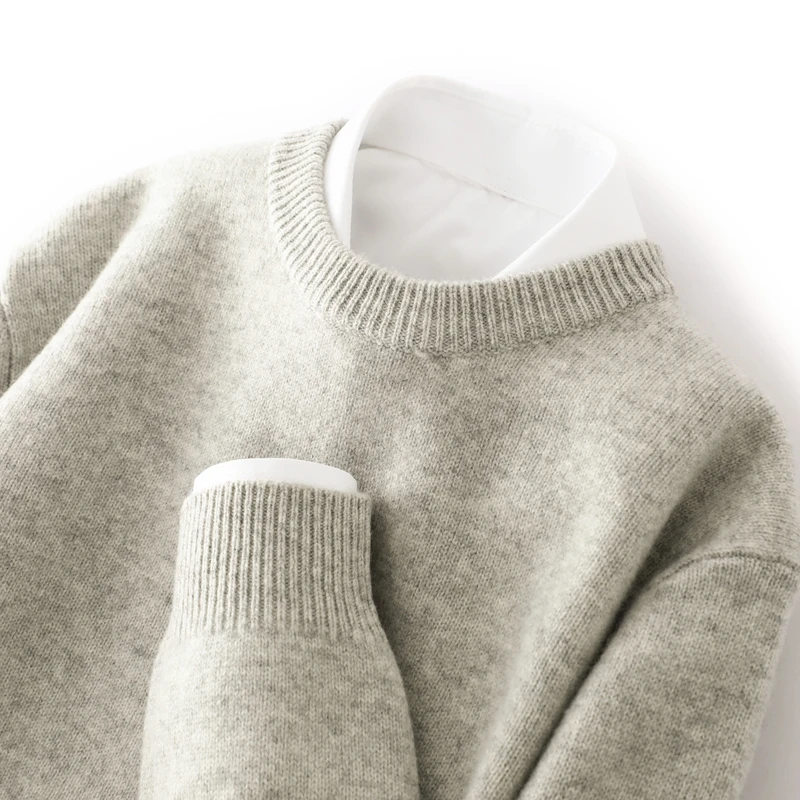 【崔万志工厂】重磅加厚100%羊毛衫男士圆领毛衣套头打底衫冬季保暖